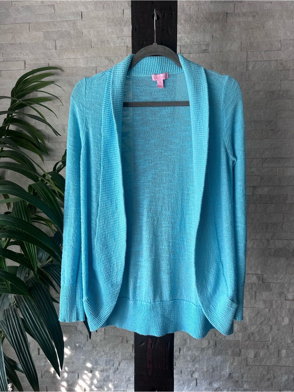 Lilly Pulitzer Aqua Blue Open-Front Women's Sweater Cardigan Size M